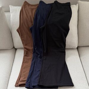 Set of Three Halara Flex day stretch High waist Pants in Black, Navy, and Brown